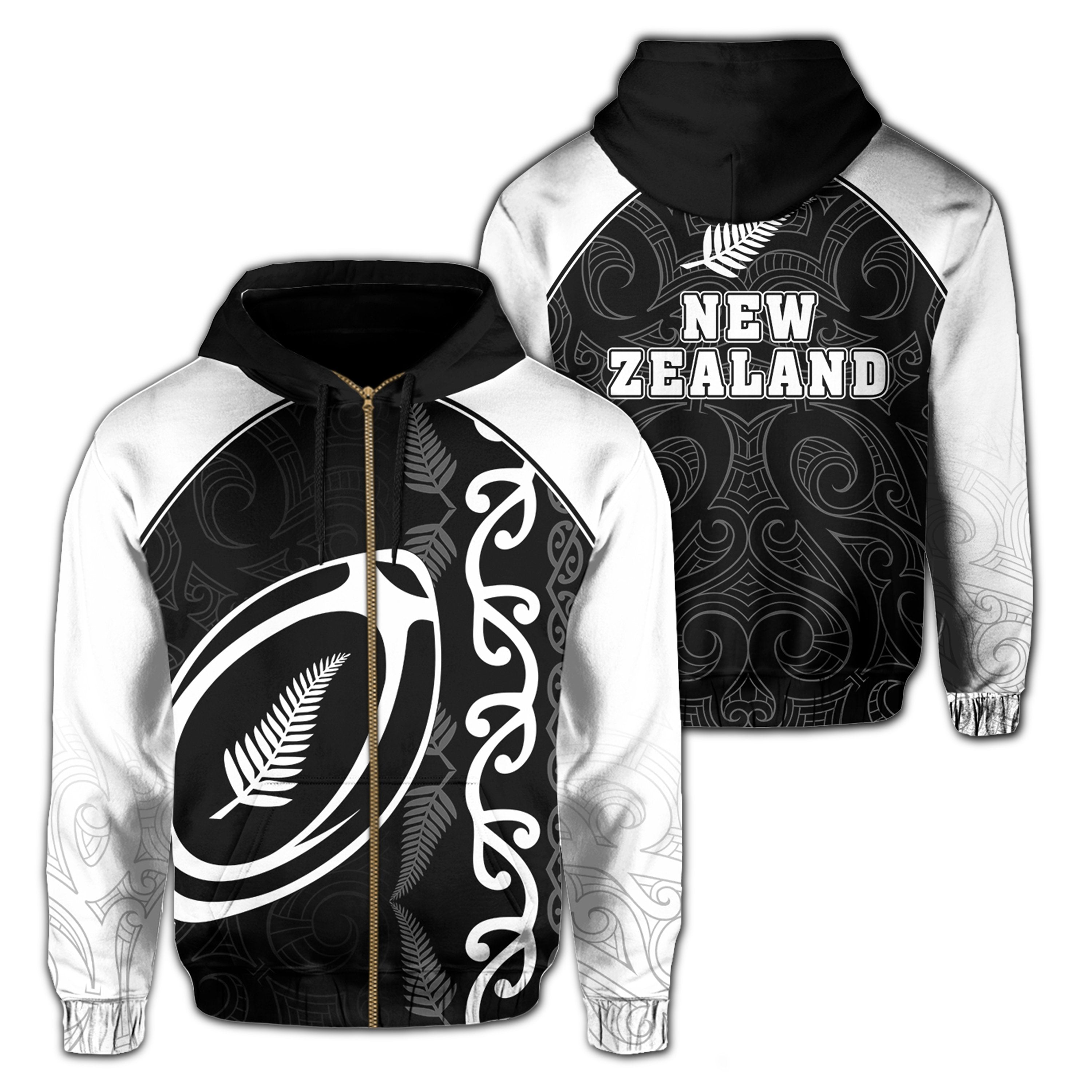 New Zealand Silver Fern Rugby Maori Zipper Hoodie - Ciara Style - Vibe Hoodie Shop