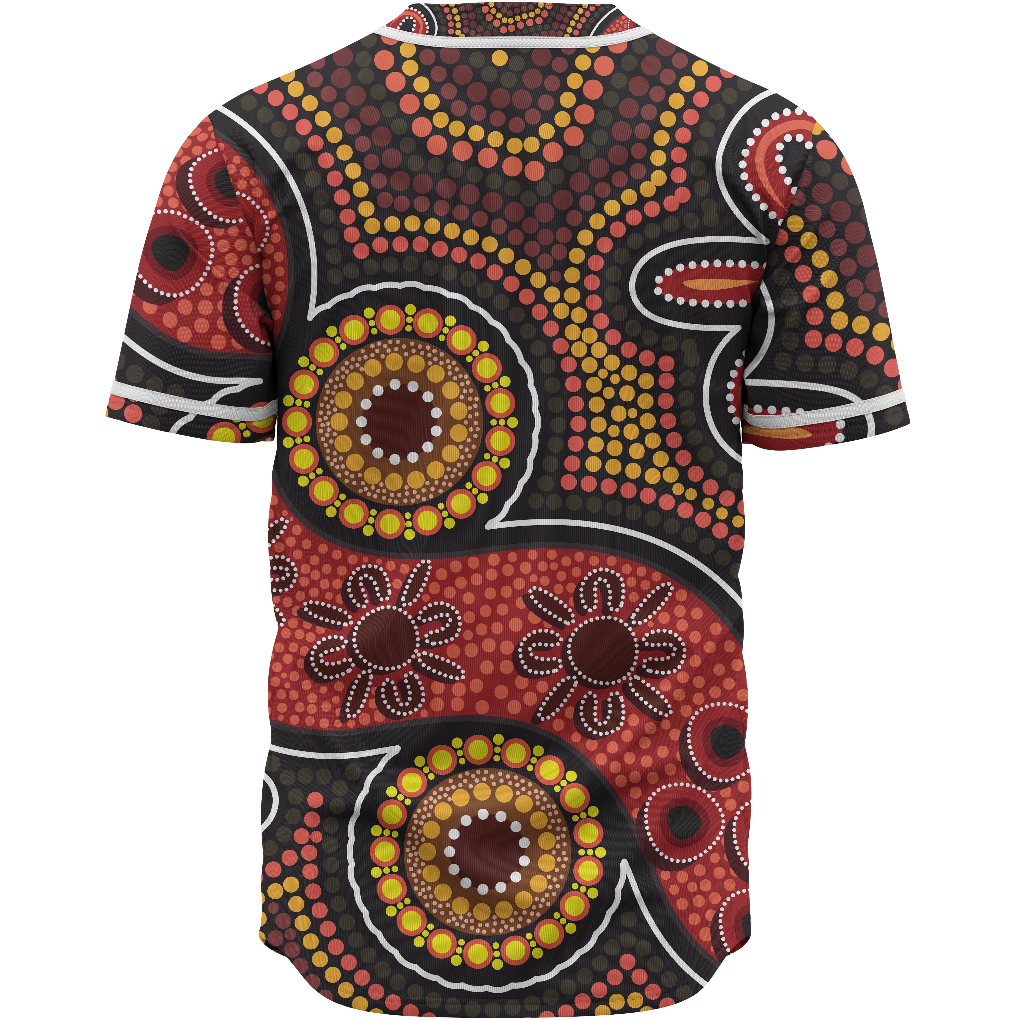 Aboriginal Baseball Shirt - Indigenous Circle Dot Painting Style - Vibe Hoodie Shop