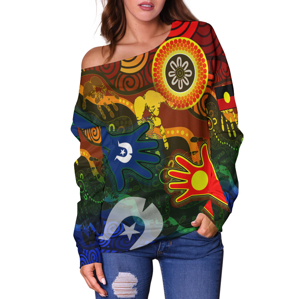 Aboriginal and Torres Strait Islander Peoples Women Off Shoulder Sweater - - Vibe Hoodie Shop