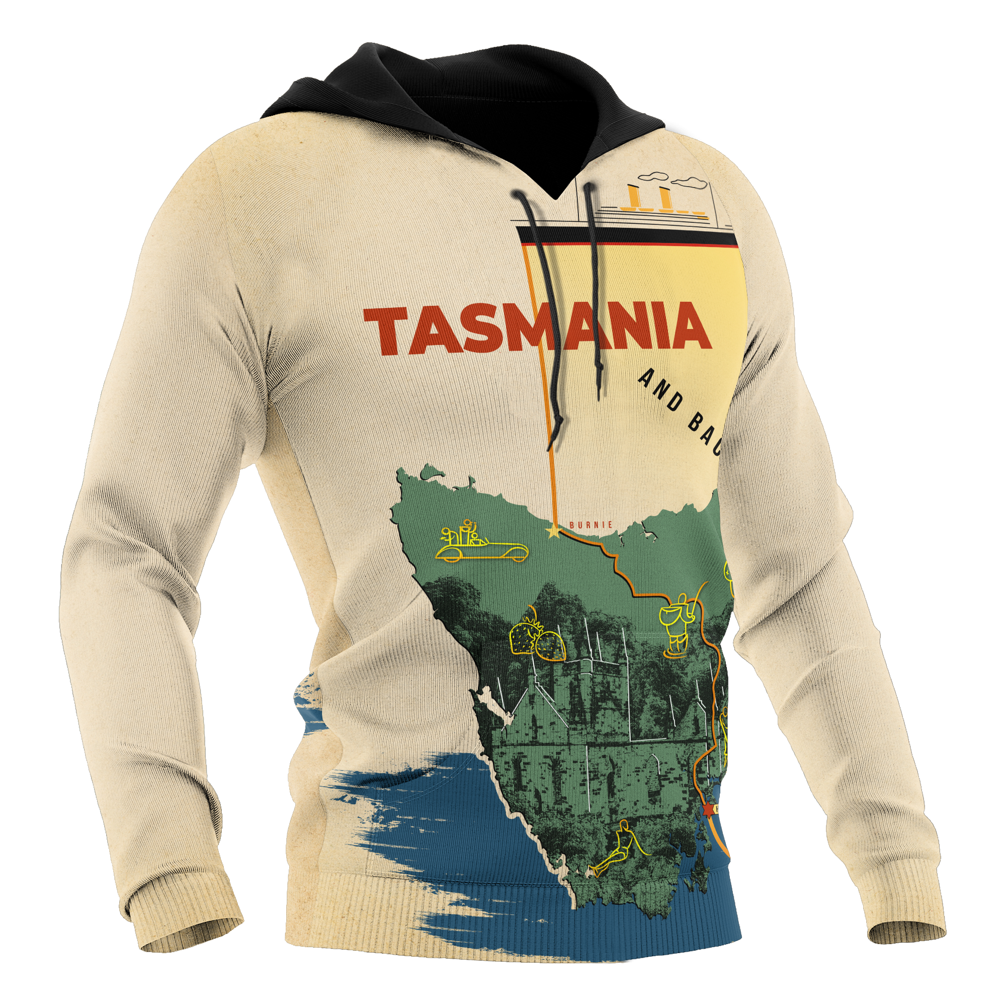 Australia Hoodie - Tasmania Hoodie Map Art - All Over Print - Unisex - Vibe Hoodie Shop