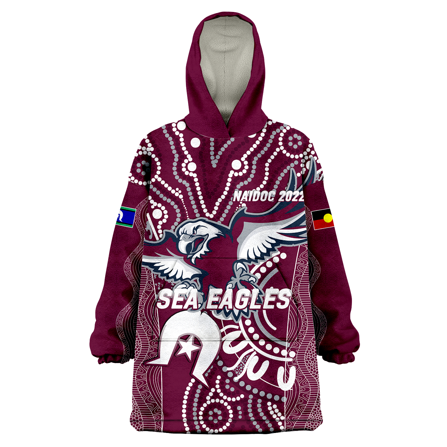 (Custom Personalised) Sea Eagles Rugby NAIDOC 2022 Aboriginal Wearable Blanket Hoodie - - Vibe Hoodie Shop