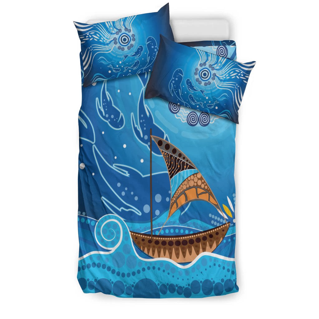 Bedding Set - Aboriginal View Sea With Fish And Boat - Vibe Hoodie Shop