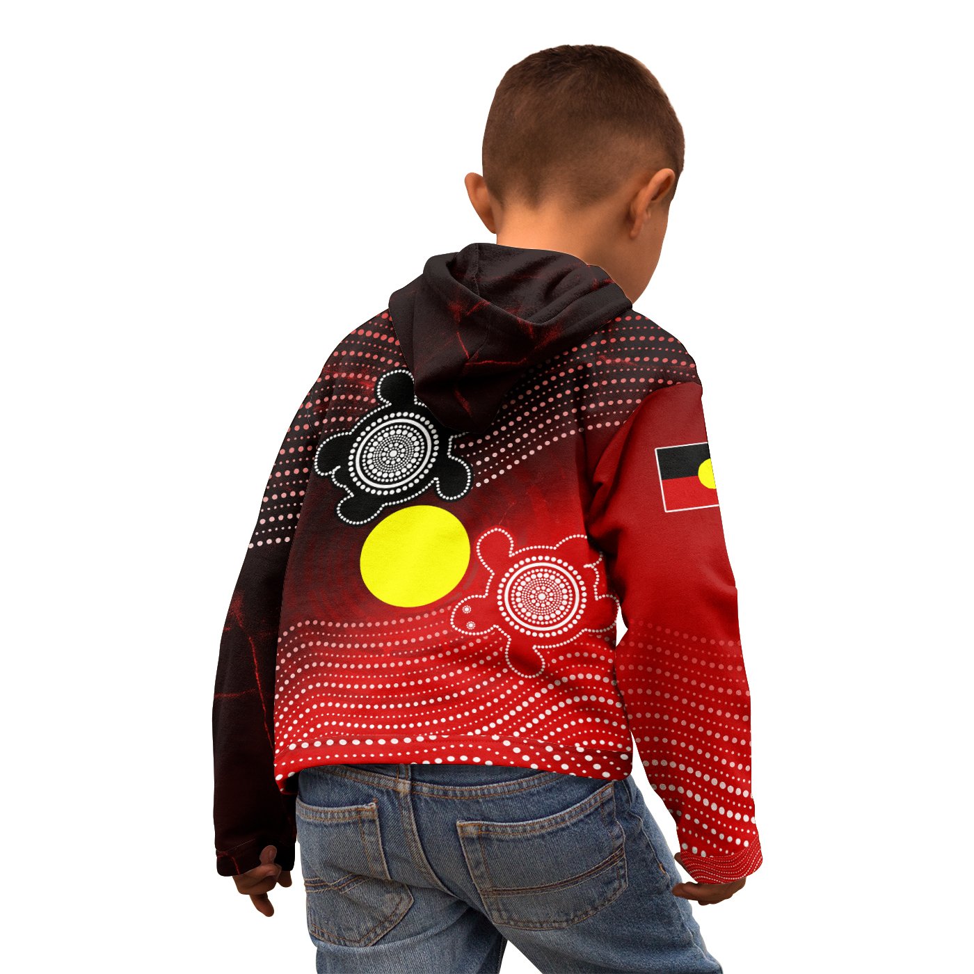 Aboriginal Zip - Up Hoodie Kid - Indigenous Circle Dot Painting Style - - Vibe Hoodie Shop