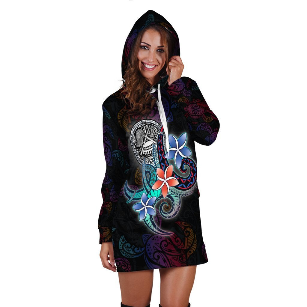 American Samoa Hoodie Dress - Plumeria Flowers Style - Vibe Hoodie Shop