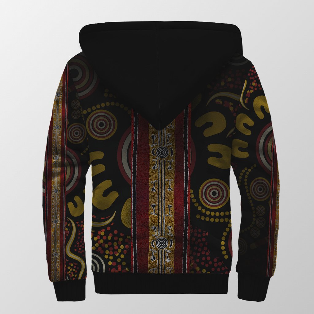 Sherpa Hoodie - Aboriginal Dot Panting Art Stripe Lines - Vibe Hoodie Shop