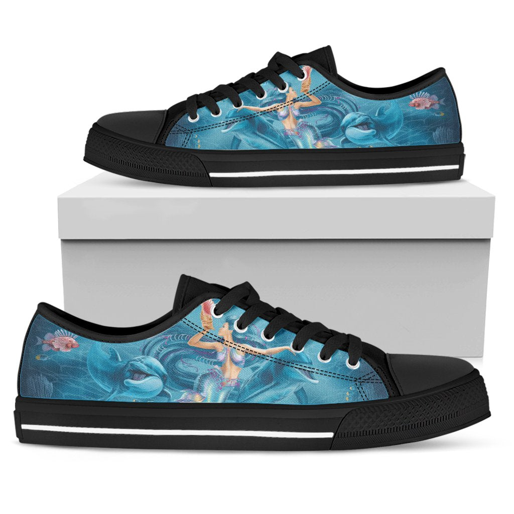 Low Top Shoes - Australia Beautiful Mermaid With Dolphin - Vibe Hoodie Shop