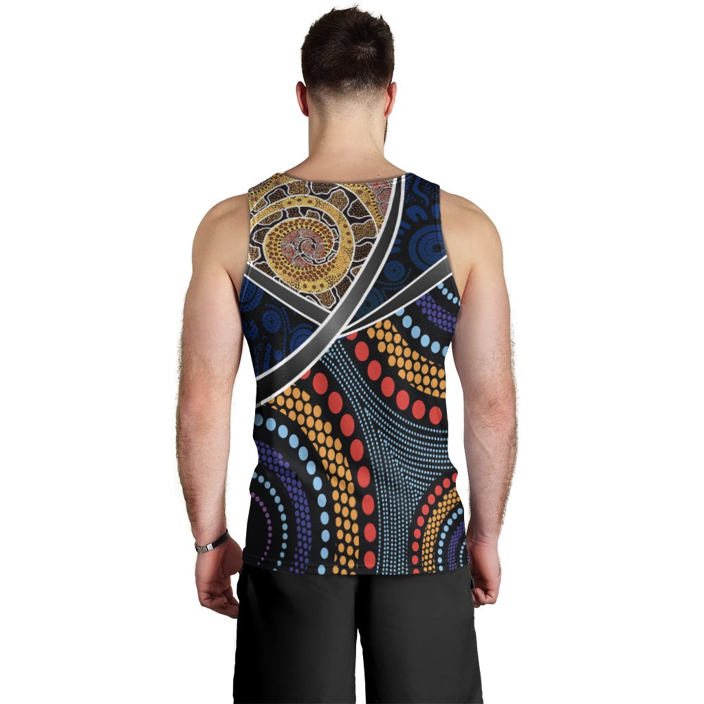 Australia Men Tank Top - Aboriginal Dot Panting Art With Snake - Vibe Hoodie Shop