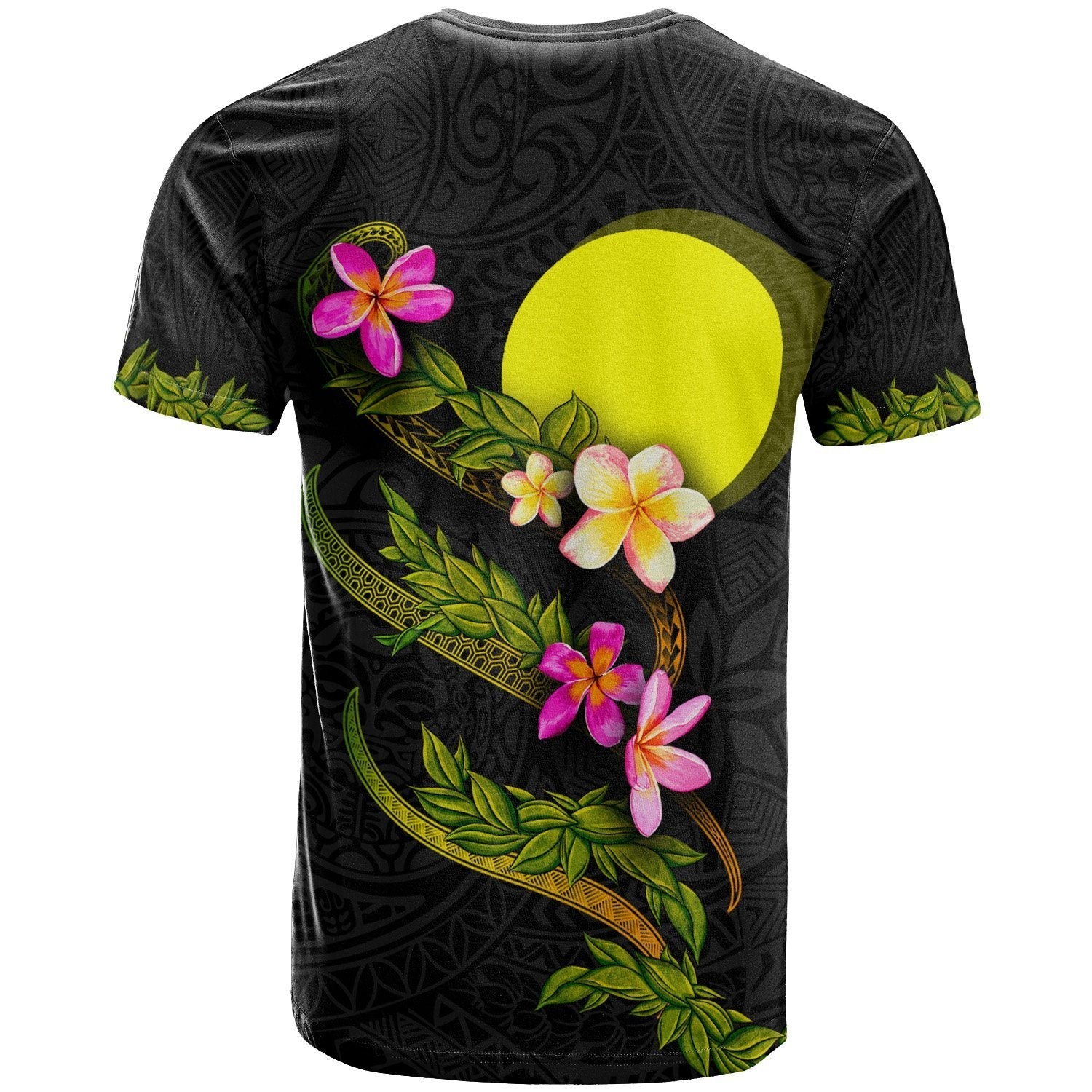 Palau Polynesian T shirt - Plumeria Tribal - Vibe Hoodie Shop