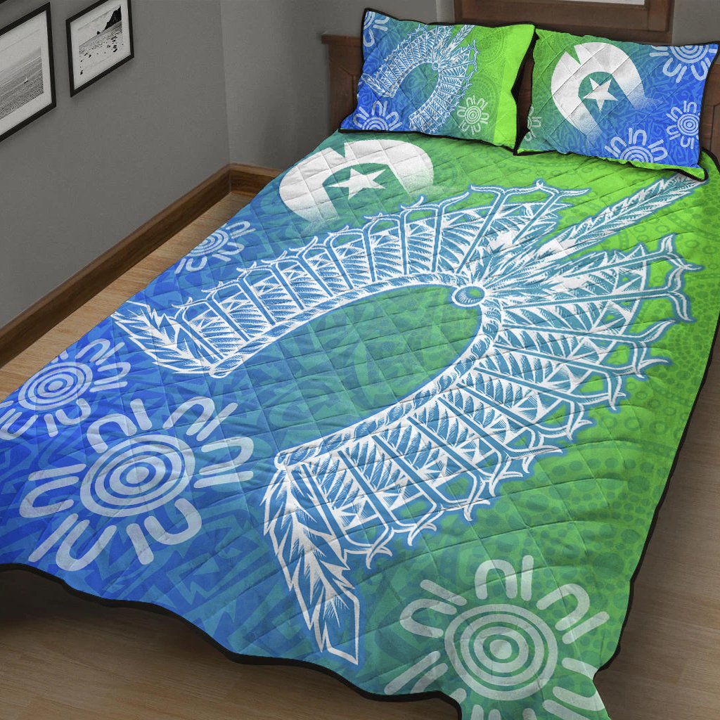 Torres Strait Islanders Quilt Bed Set - Dhari Mask Ocean Style - Vibe Hoodie Shop