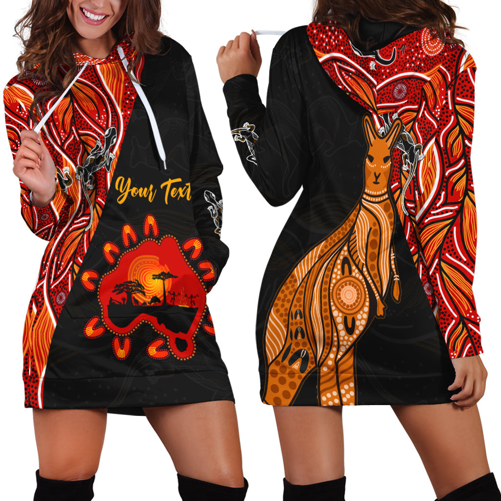 (Custom Personalised) Australia Map Hoodie Dress Aussie Kangaroo Aboriginal - Vibe Hoodie Shop