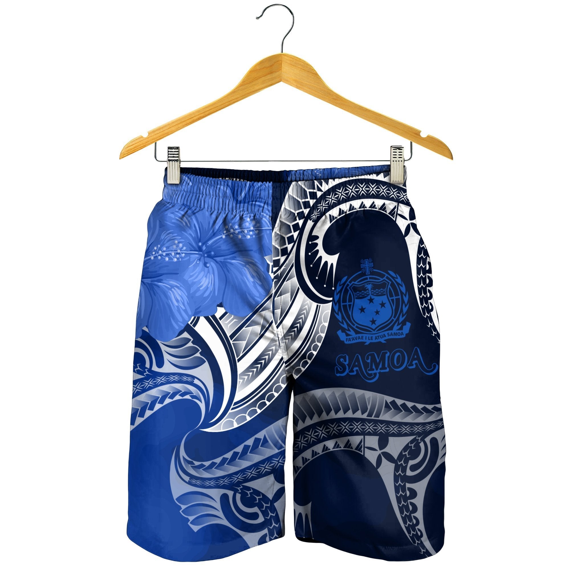 Samoa Men's Shorts - Samoa Seal Wave Style (Blue) - Vibe Hoodie Shop