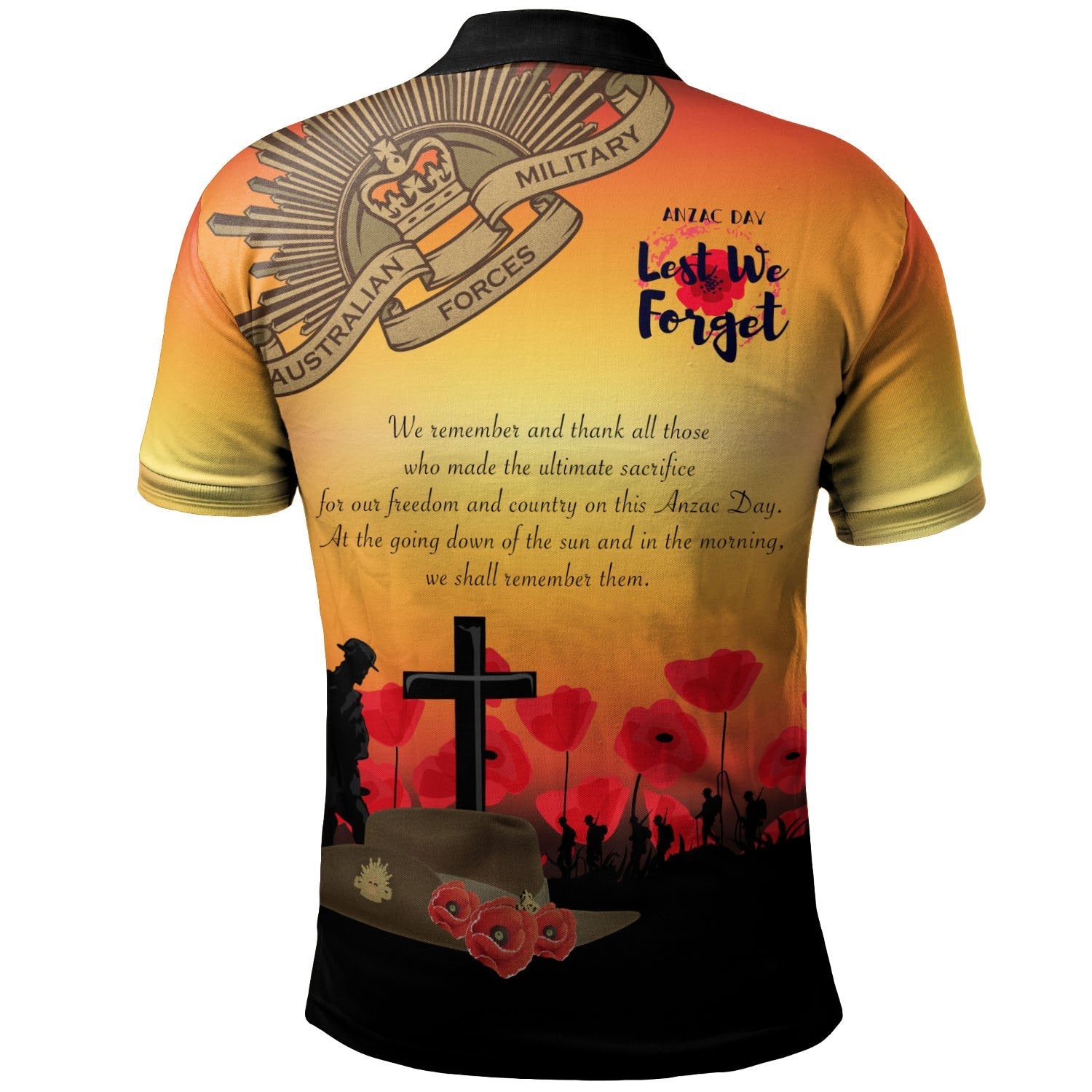 ANZAC Day Polo Shirt - Lest We Forget - Vibe Hoodie Shop