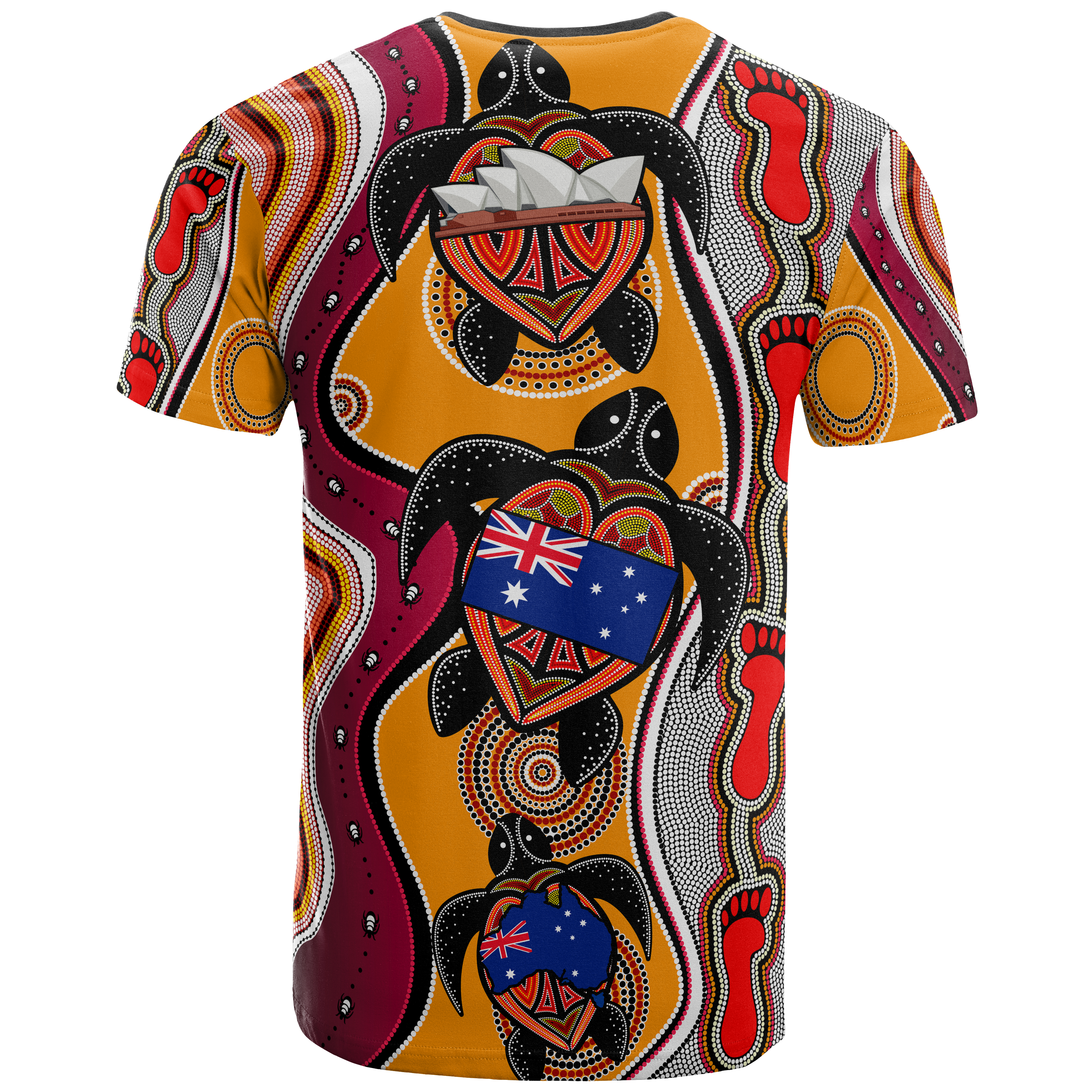 Aboriginal T shirt, Turtle Patterns Aus Flag Opera Sydney - Vibe Hoodie Shop