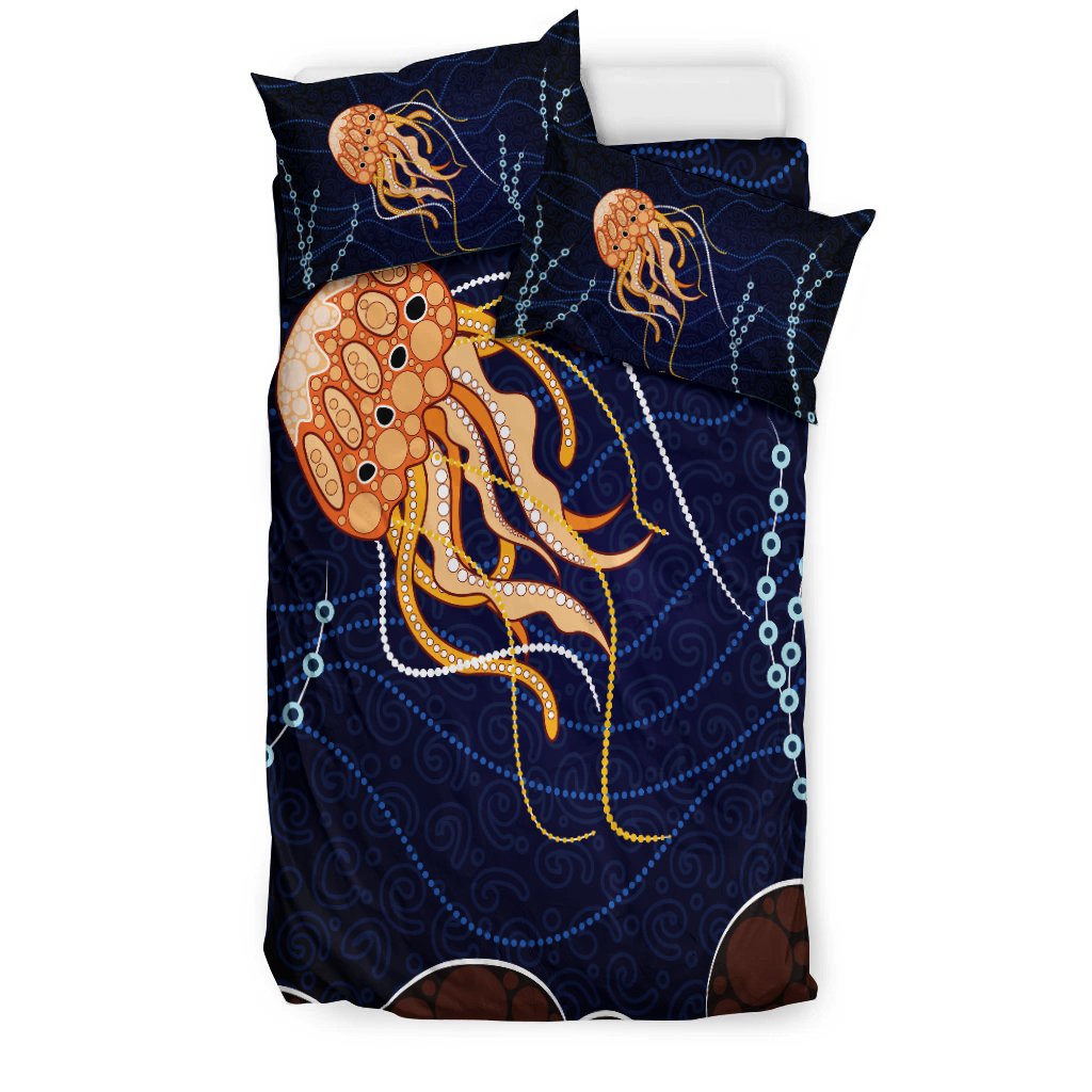 Aboriginal Bedding Set - Aboriginal Depicting Jellyfish - Vibe Hoodie Shop