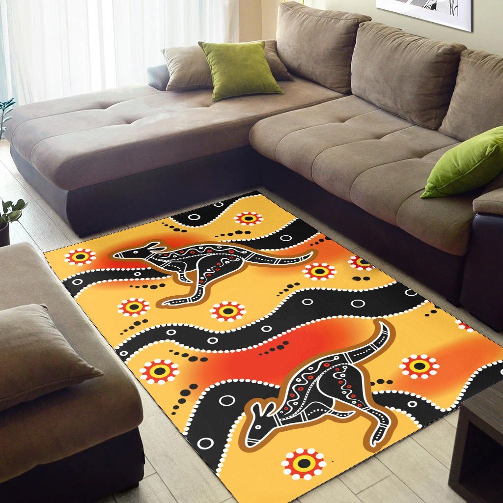 Vibe Hoodie Aboriginal Area Rug - Dreamtime Aboriginal Kangaroo - RLT20 - Vibe Hoodie Shop