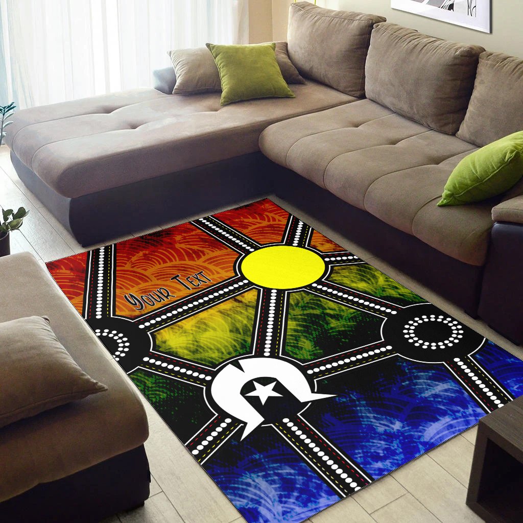 Custom NAIDOC Week 2021 Area Rug, Aboriginal Geometric Style - Vibe Hoodie Shop