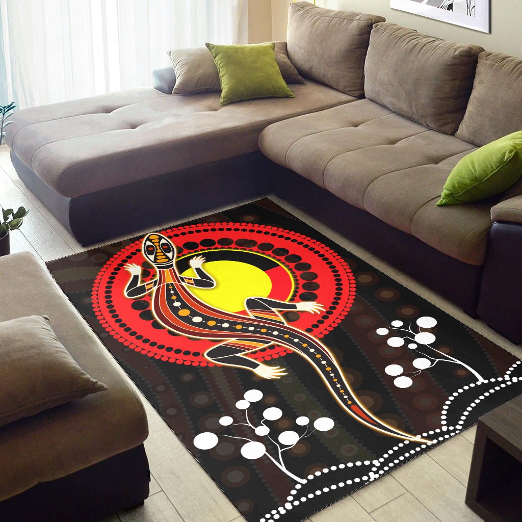 Aboriginal Area Rug - Lizard and Aboriginal Flag - Vibe Hoodie Shop