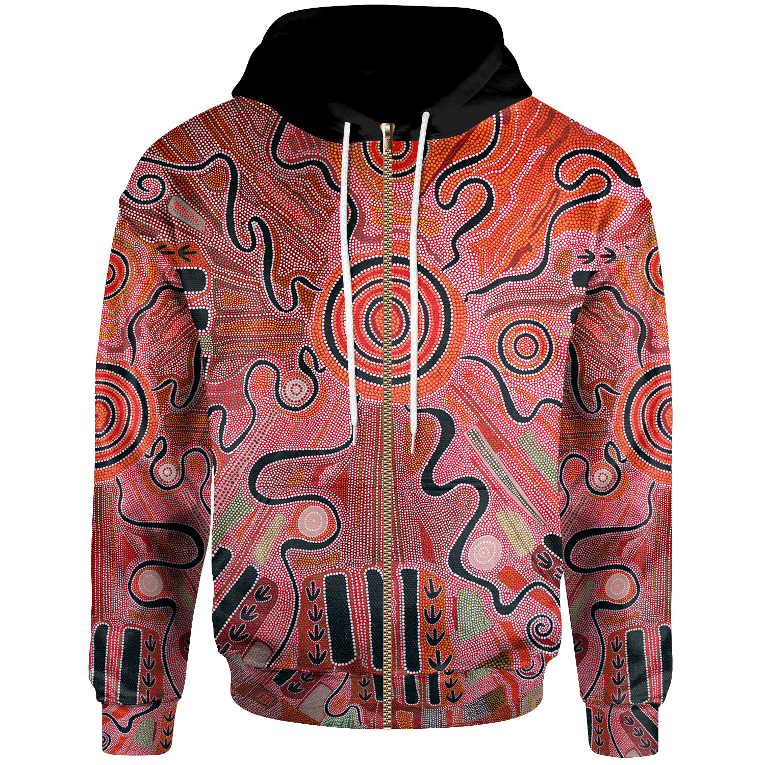 Aboriginal Zip - Up Hoodie - Indigenous Footprint Landscape - Vibe Hoodie Shop