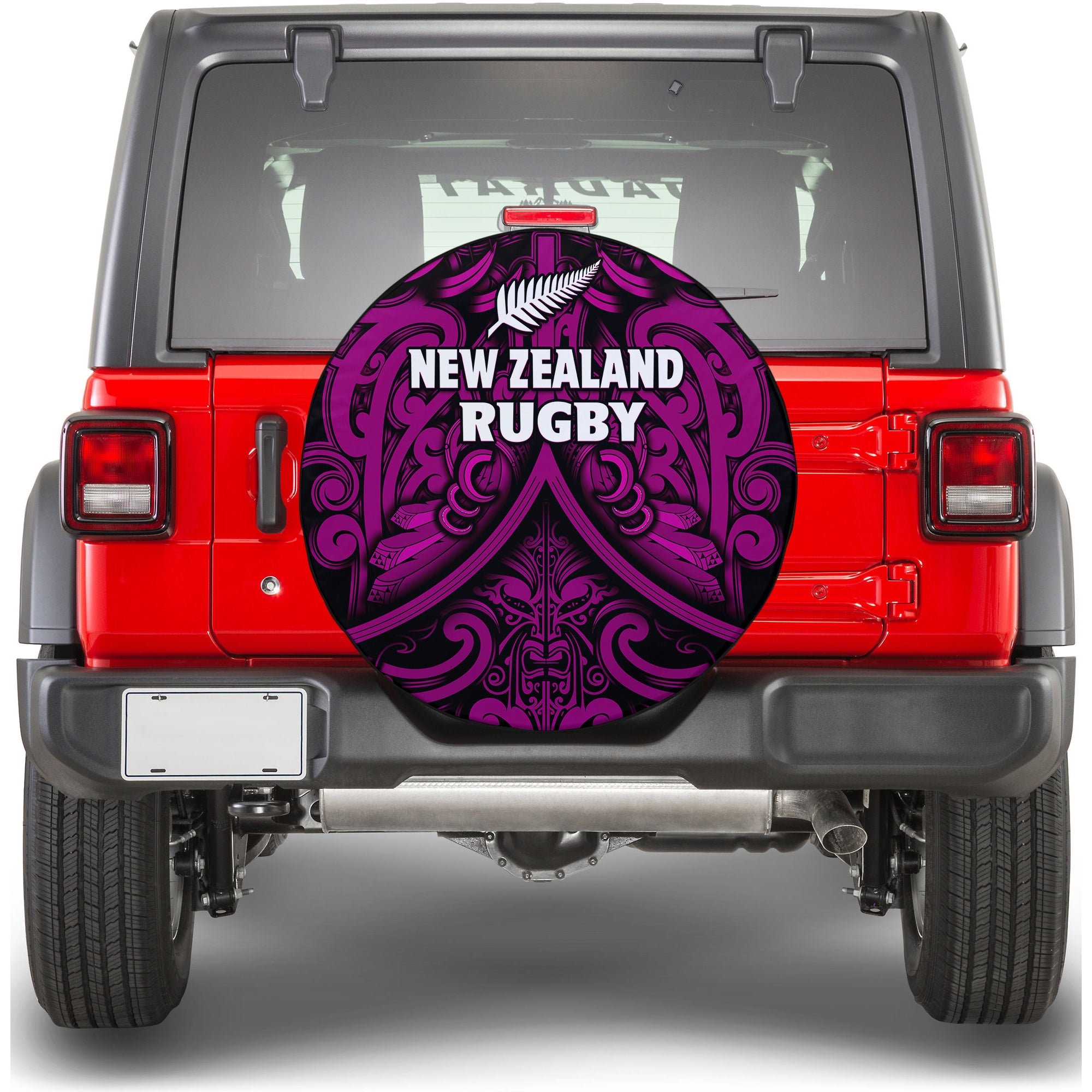 New Zealand Silver Fern Rugby Spare Tire Cover All Black Purple NZ Maori Pattern - Vibe Hoodie Shop