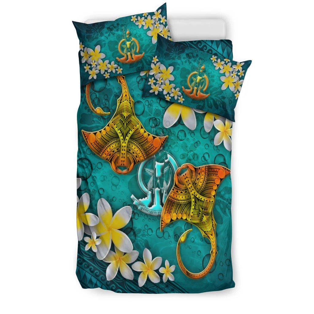 Vanuatu Polynesian Bedding Set - Manta Ray Ocean - Vibe Hoodie Shop
