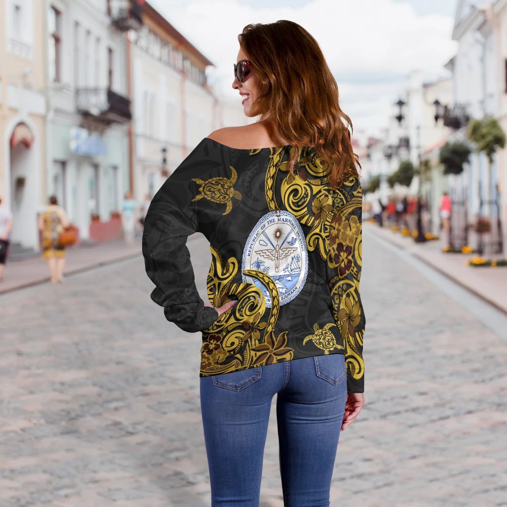 Marshall Islands Women's Off Shoulder Sweaters - Abstract Style - Vibe Hoodie Shop