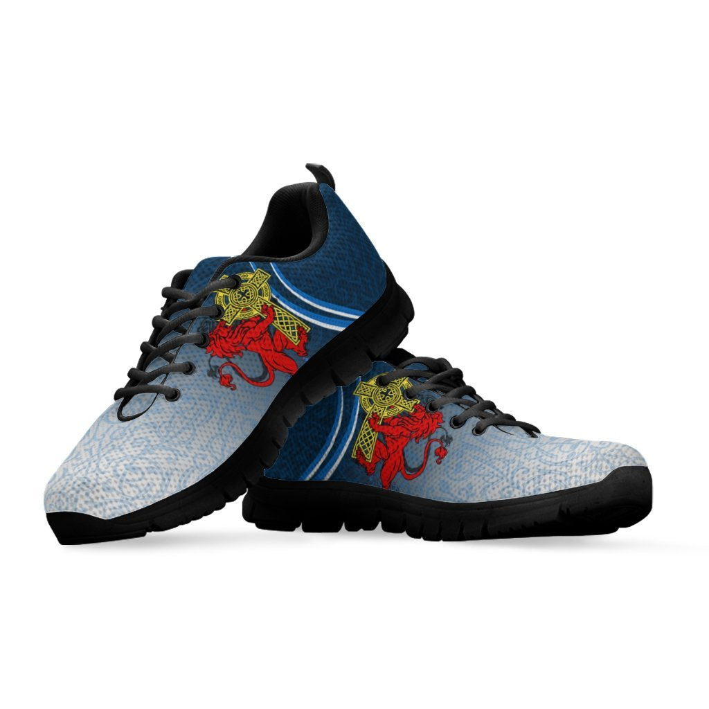 Scotland Sneakers - Scottish Lion With Celtic Cross - Vibe Hoodie Shop