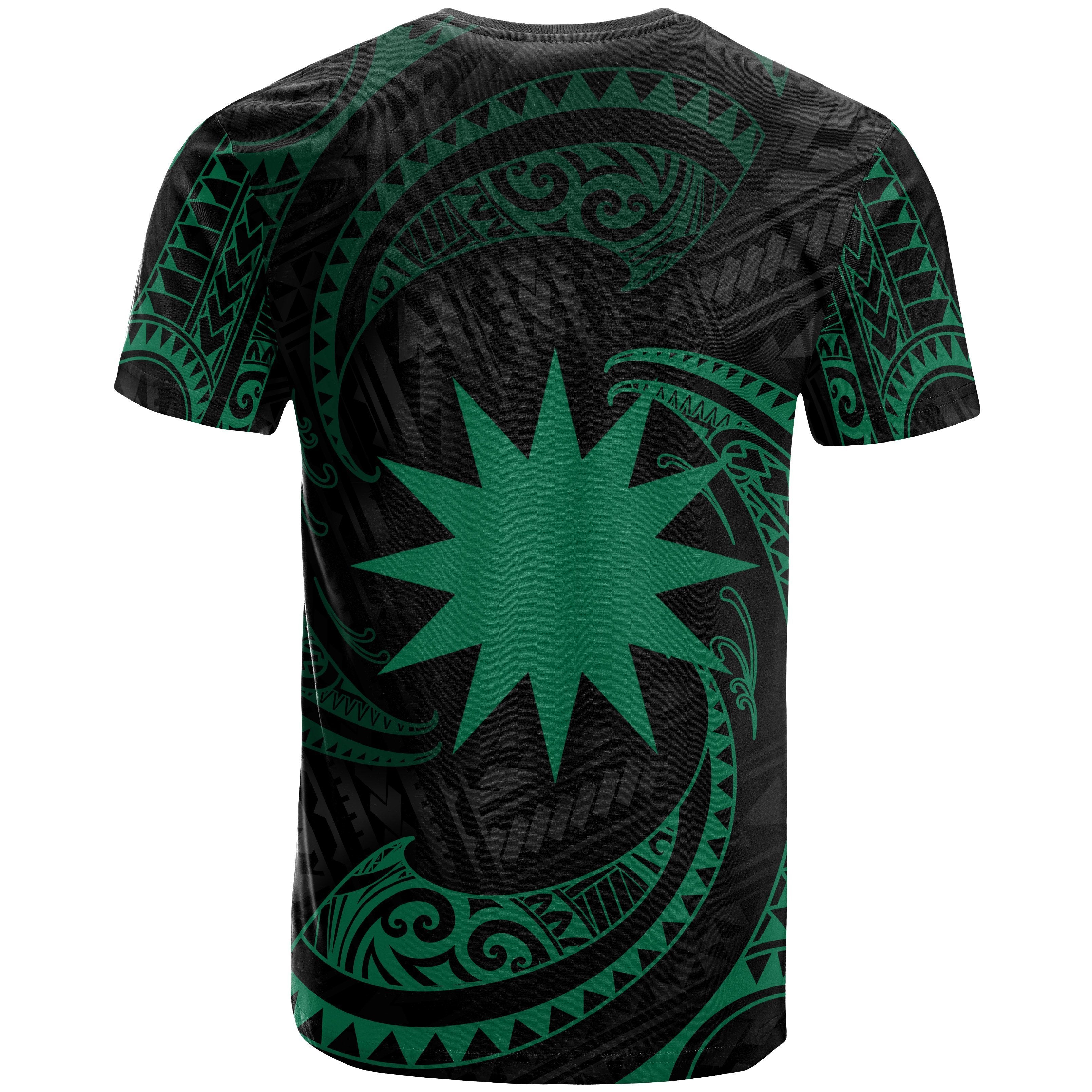 Nauru Polynesian Custom Personalised T shirt - Green Tribal Wave - Vibe Hoodie Shop