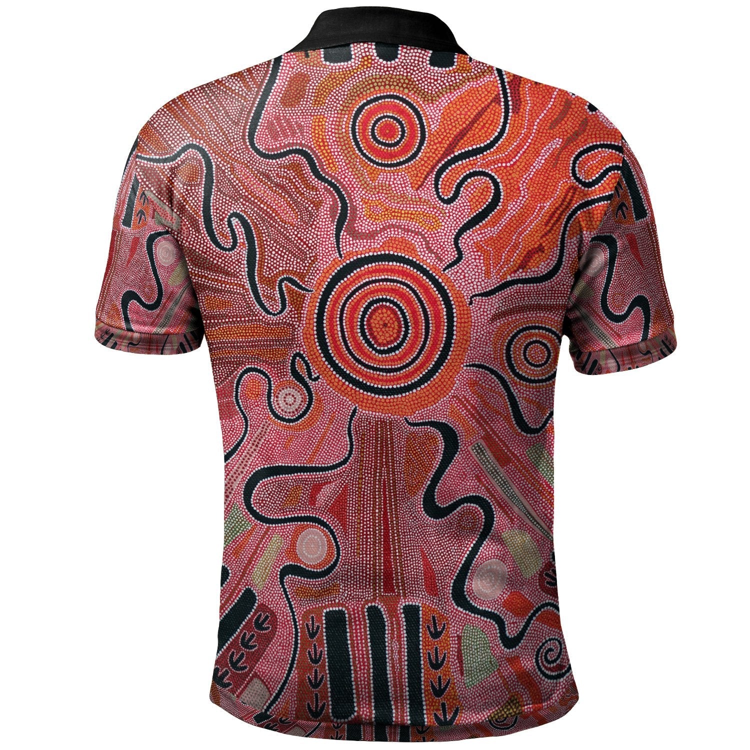 Aboriginal Polo Shirt - Indigenous Footprint Landscape - Vibe Hoodie Shop