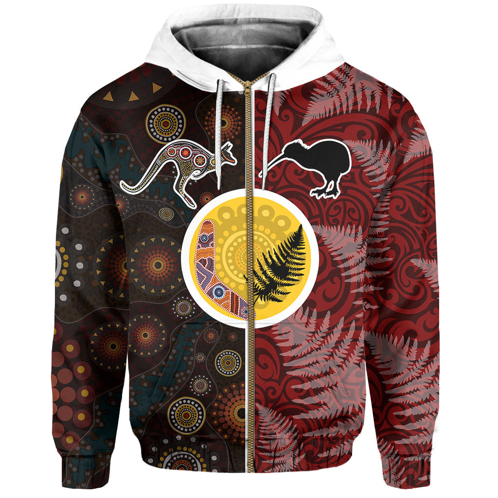 New Zealand Australia Zip up Hoodie Maori Aboriginal - LT20 - Vibe Hoodie Shop