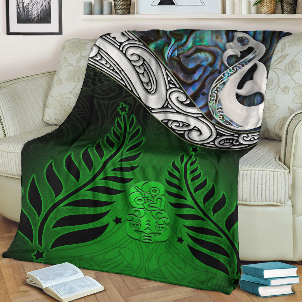 New Zealand Maori Premium Blanket - Manaia Paua Shell Glitter Green LT4 - Vibe Hoodie Shop