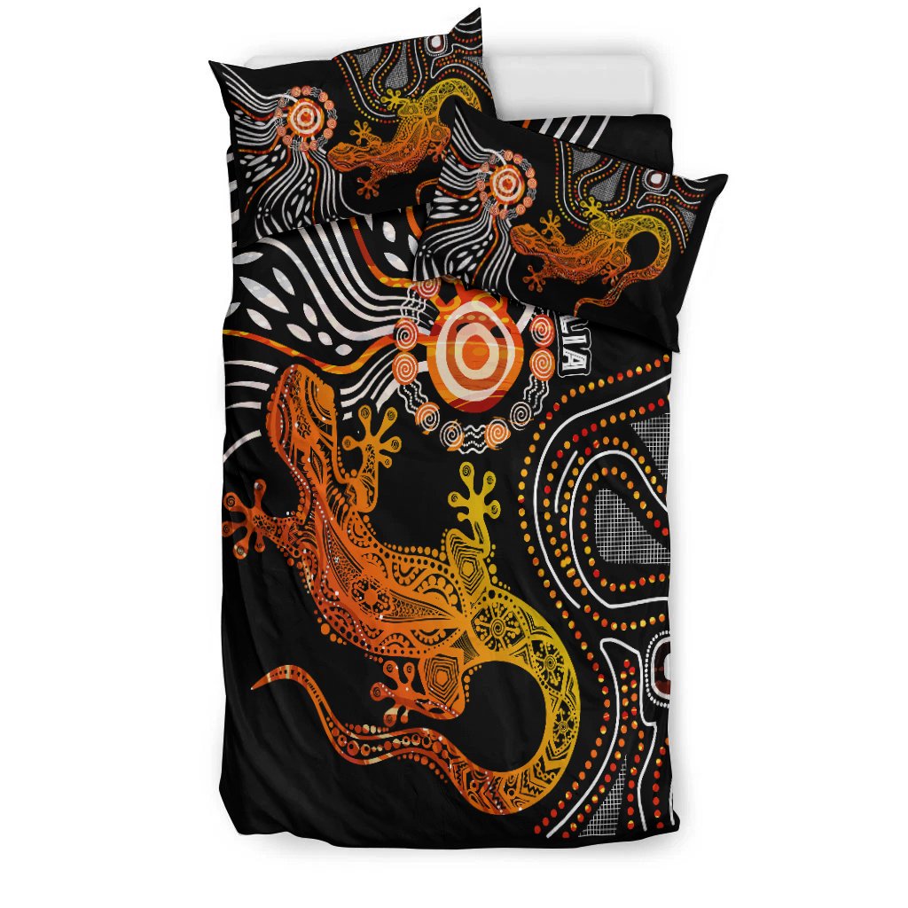 Aboriginal Bedding Set - Lizard Sunshine - Vibe Hoodie Shop