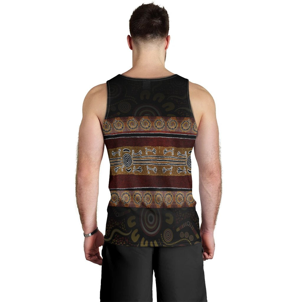 Men Tank - Aboriginal Dot Panting Art Horizontal Lines - Vibe Hoodie Shop