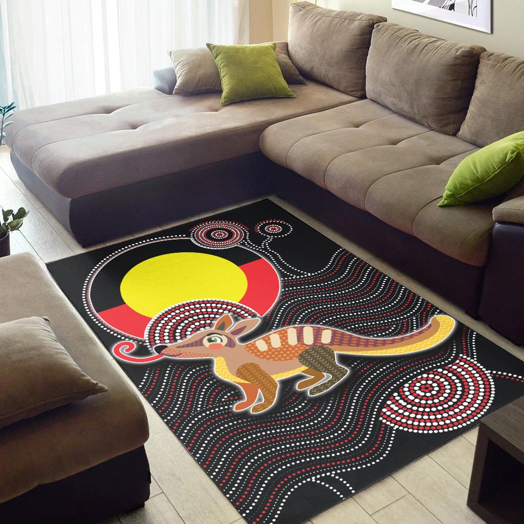 Aboriginal Area Rug - Numbat with Aboriginal Flag - Vibe Hoodie Shop