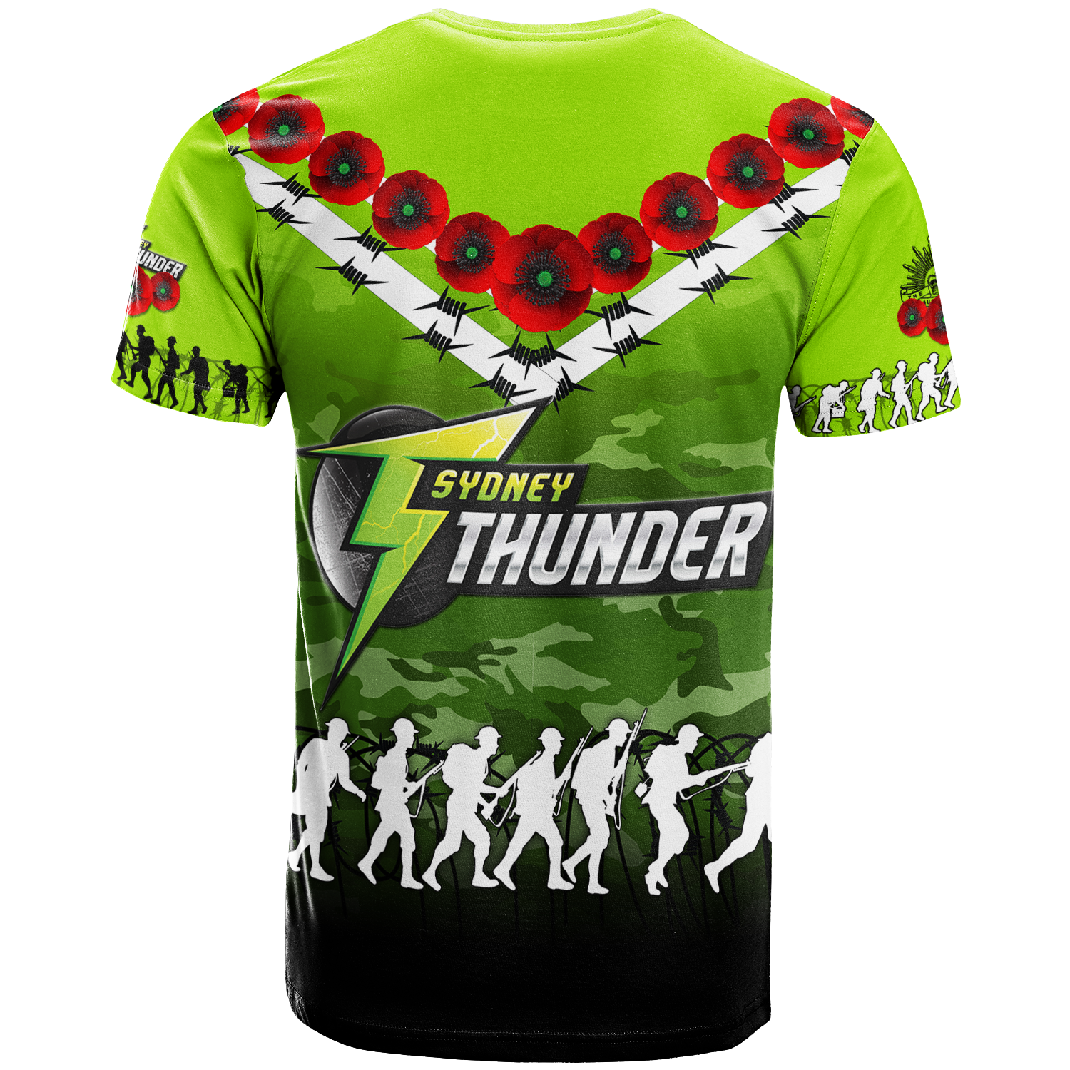 Sydney Thunder ANZAC 2022 T shirt Camouflage With Poppy - - Vibe Hoodie Shop