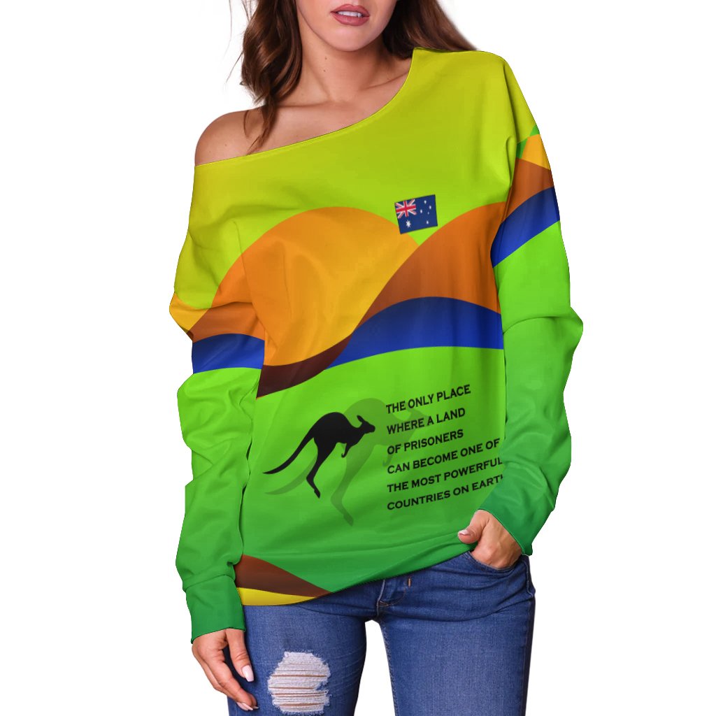Off Shoulder Sweater - National Color of Australia - Vibe Hoodie Shop