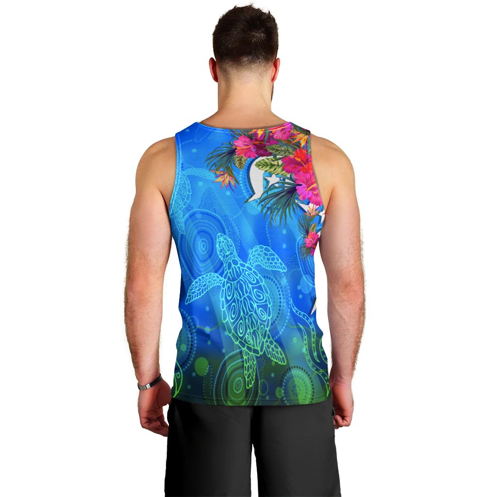 Men Tank Top - Torres Strait Blue Sea With Hibiscus - Vibe Hoodie Shop