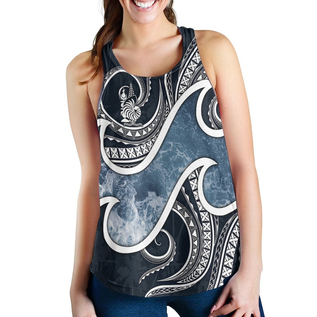 New Caledonia Polynesian Women's Racerback Tank - Ocean Style - Vibe Hoodie Shop