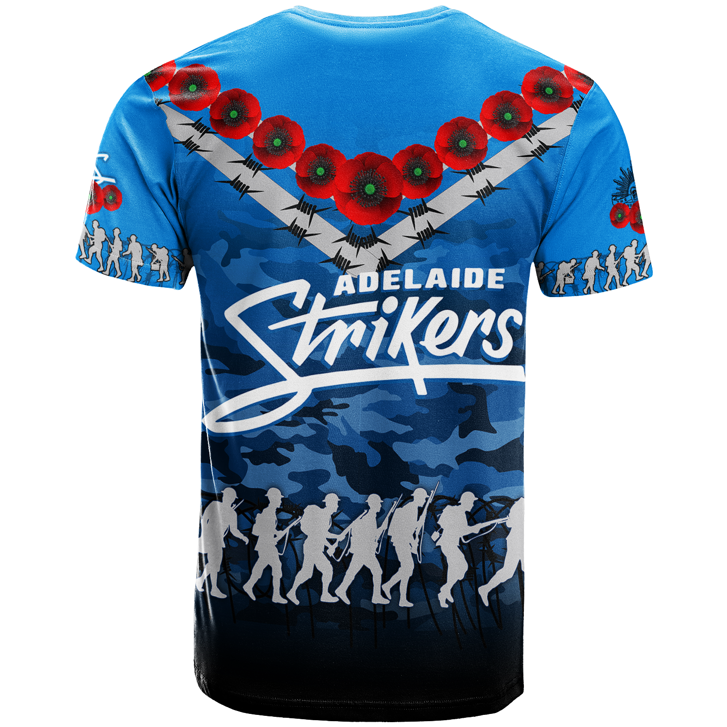 Adelaide Strikers ANZAC 2022 T shirt Camouflage With Poppy - - Vibe Hoodie Shop