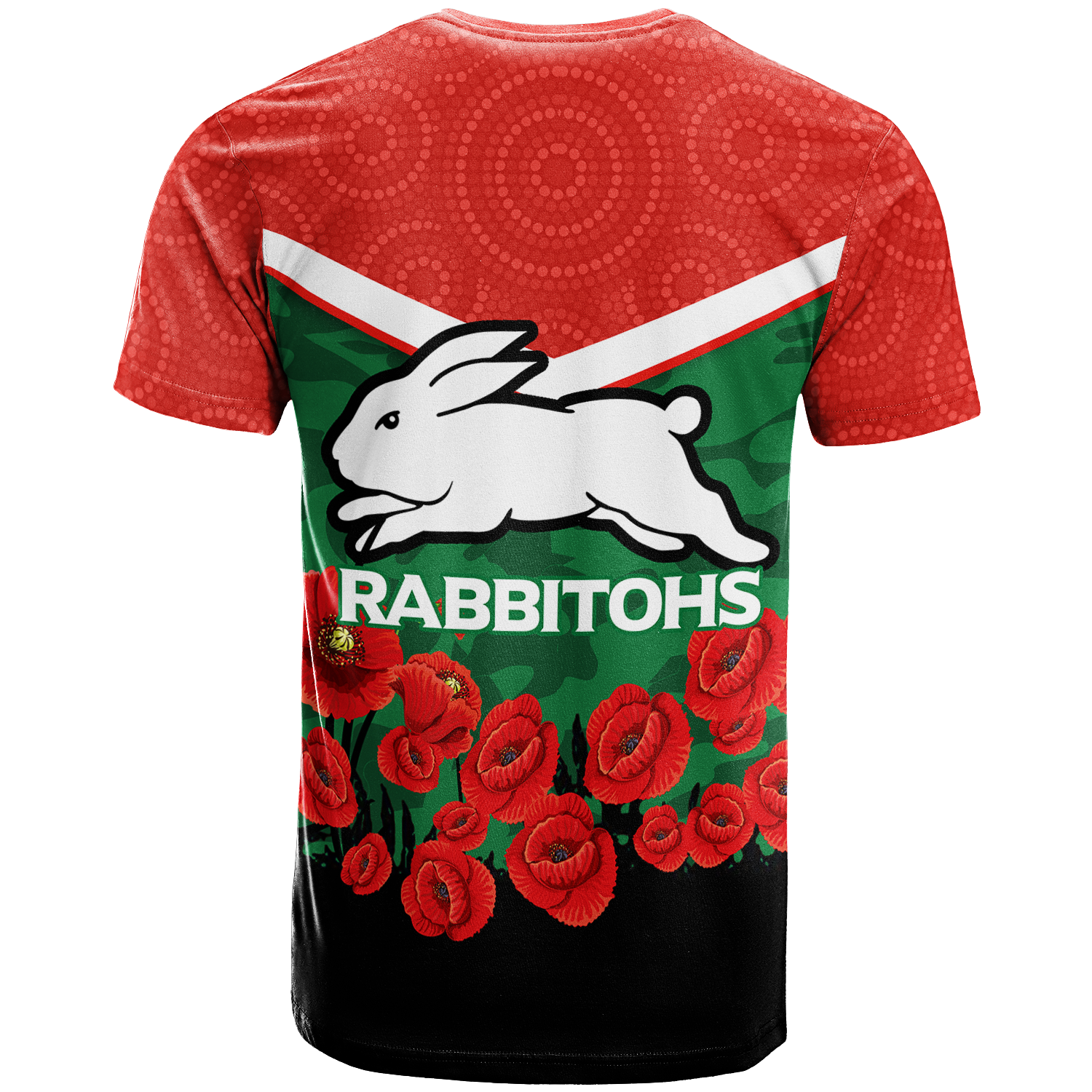 Rabbitohs ANZAC Day T shirt - Indigenous Art - - Vibe Hoodie Shop