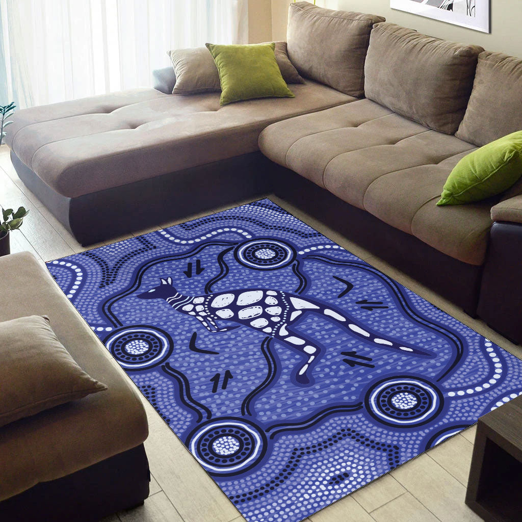 Aboriginal Kangaroo Painting Purple Area Rug - - Vibe Hoodie Shop