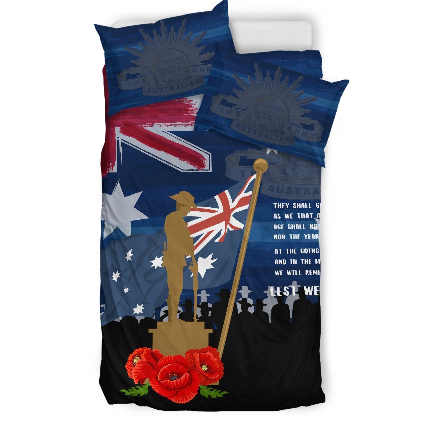 ANZAC Bedding Set - Always Remember Australian ANZAC Day - Vibe Hoodie Shop