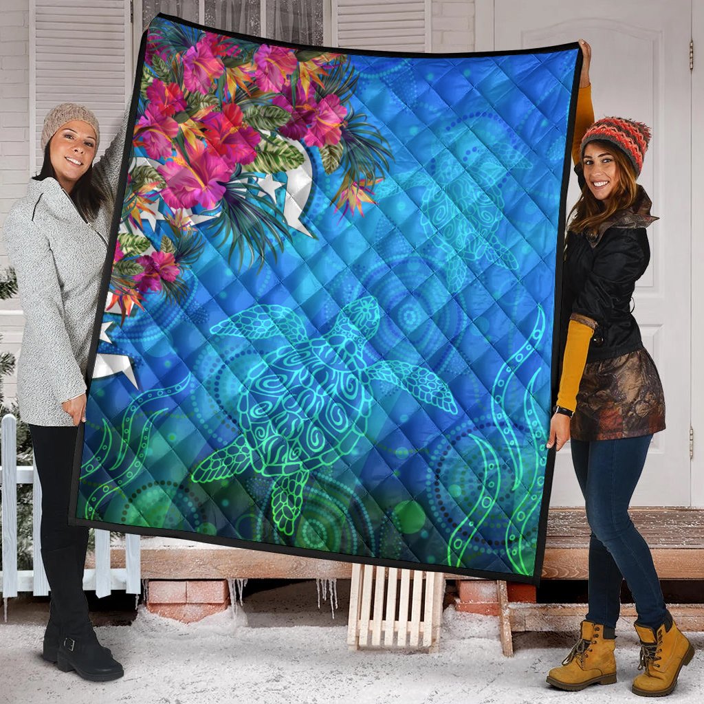 Premium Quilts - Torres Strait Blue Sea With Hibiscus - Vibe Hoodie Shop