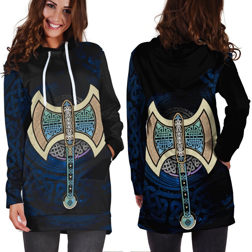 Celtic Knotwork Labrys Hoodie Dress - Vibe Hoodie Shop