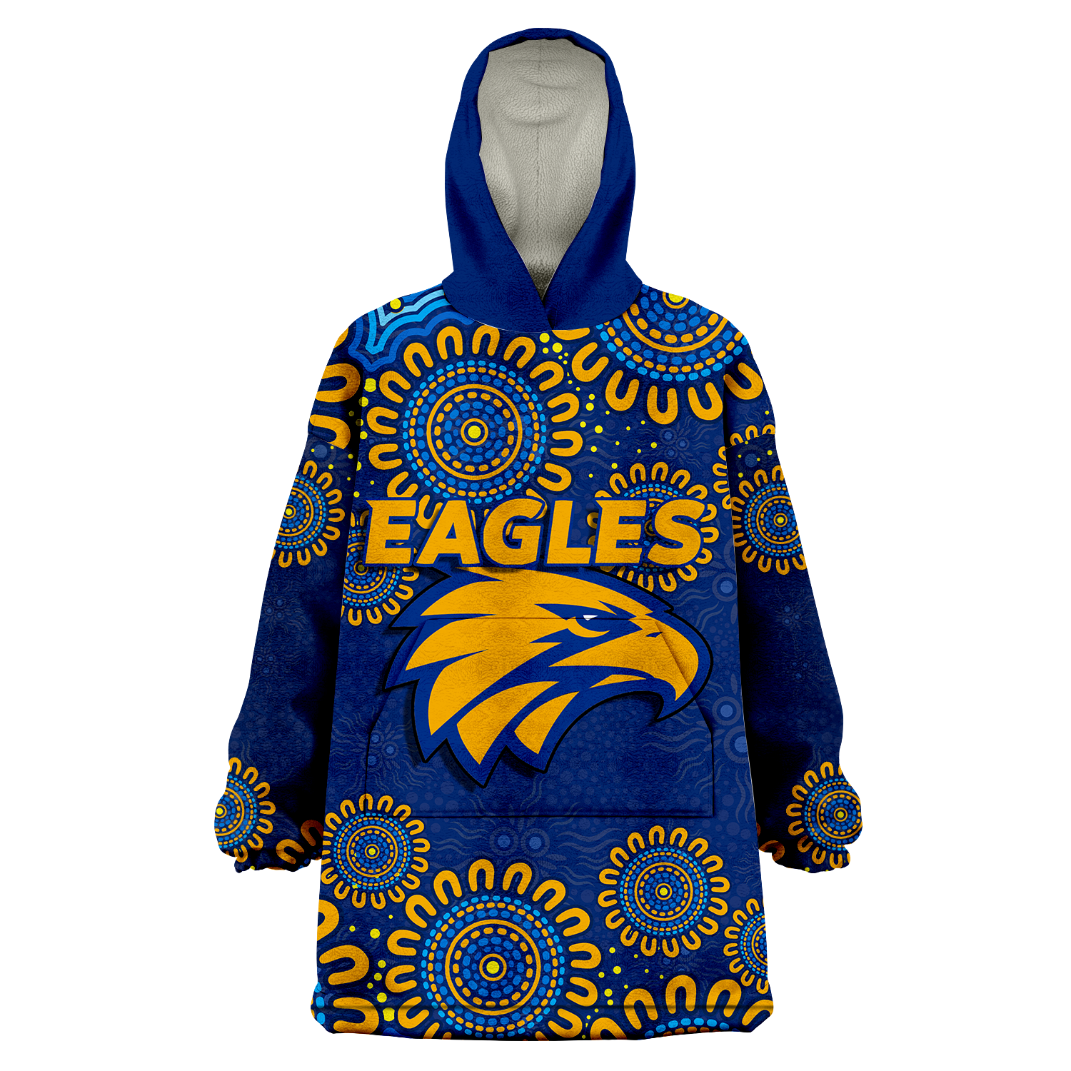 West Coast Eagles Aboriginal Dot Painting Wearable Blanket Hoodie - - Vibe Hoodie Shop