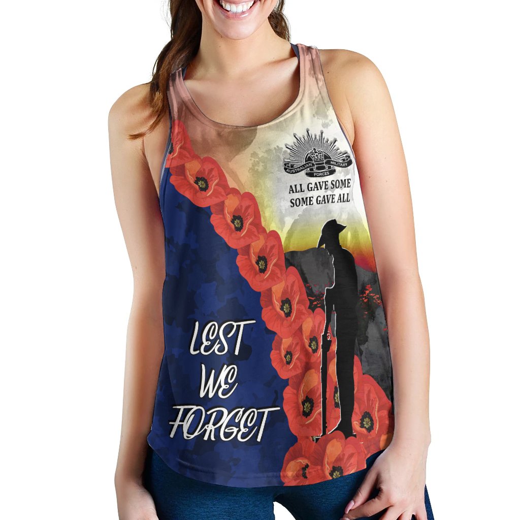 ANZAC Lest We Forget Women's Racerback Tank - All Gave Some, Some Gave All - - Vibe Hoodie Shop