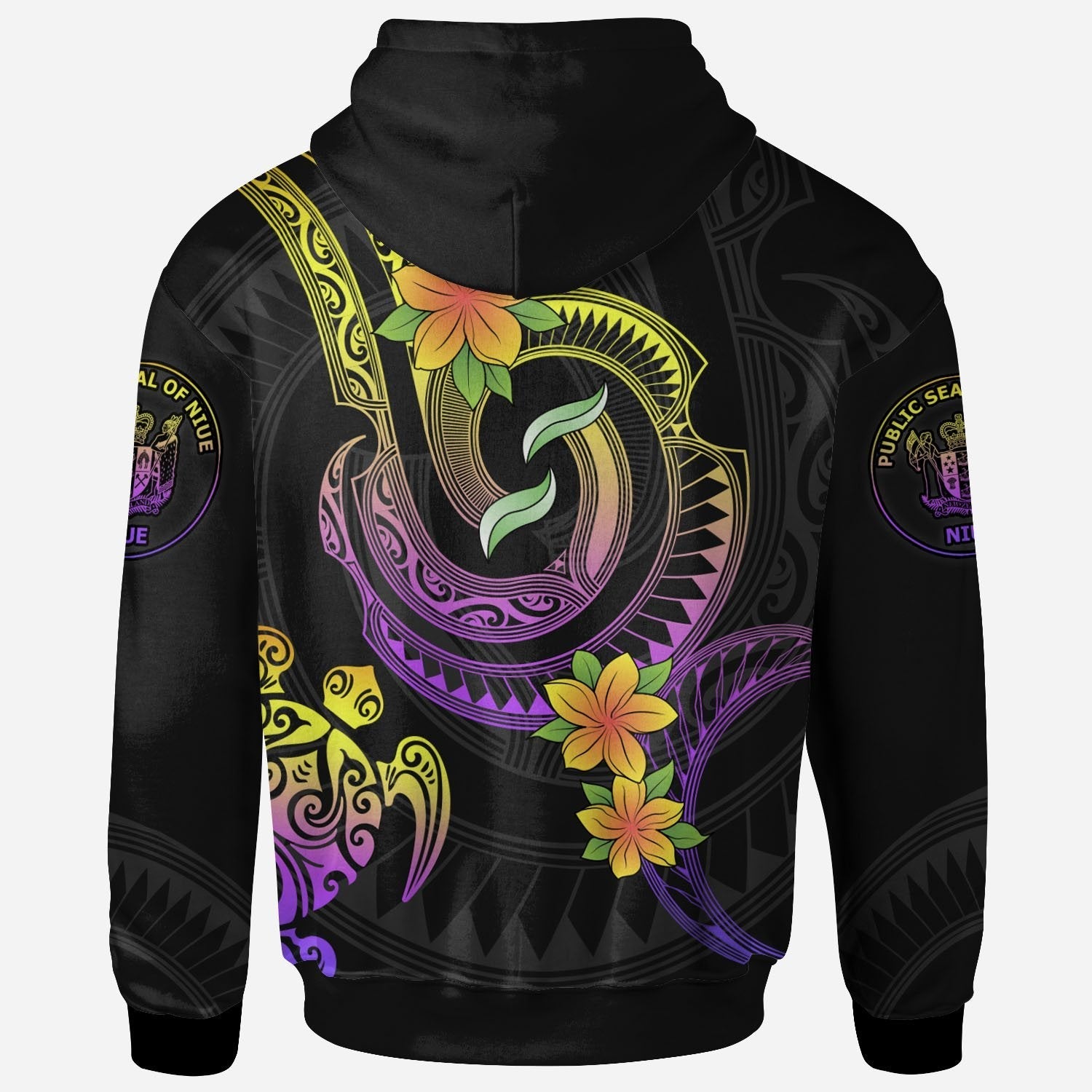 Niue Custom Personalised Hoodie - Plumeria Flowers with Spiral Patterns - Vibe Hoodie Shop