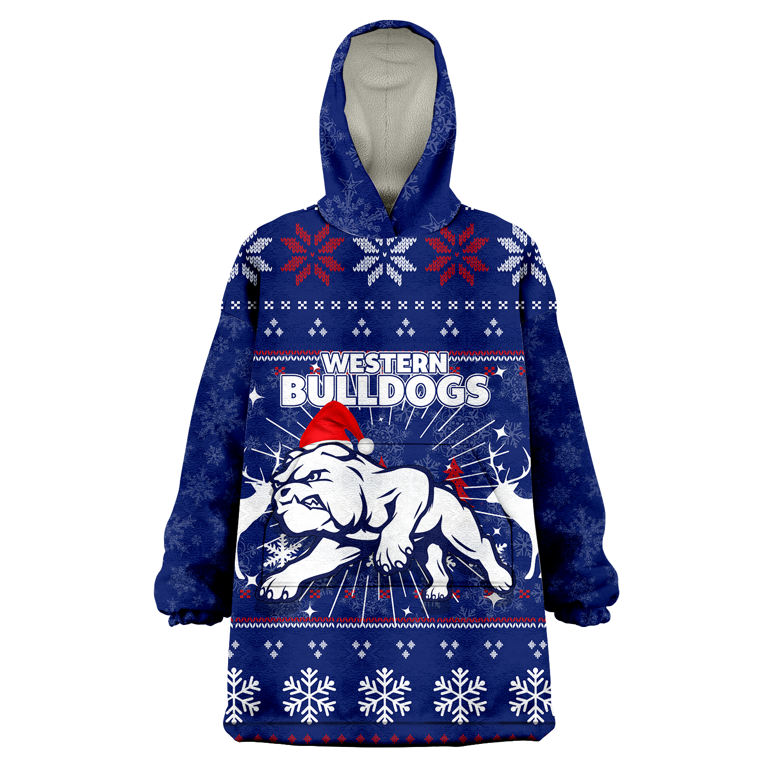 Western Bulldogs Wearable Blanket Hoodie - Christmas Ugly Style - - Vibe Hoodie Shop