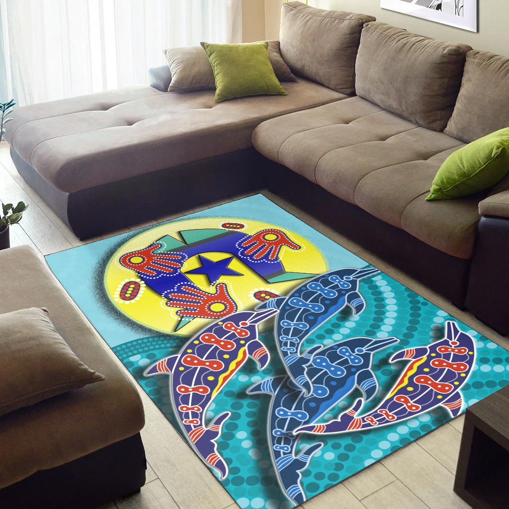 Aboriginal Area Rug - Aboriginal NAIDOC Week Dolphin - Vibe Hoodie Shop