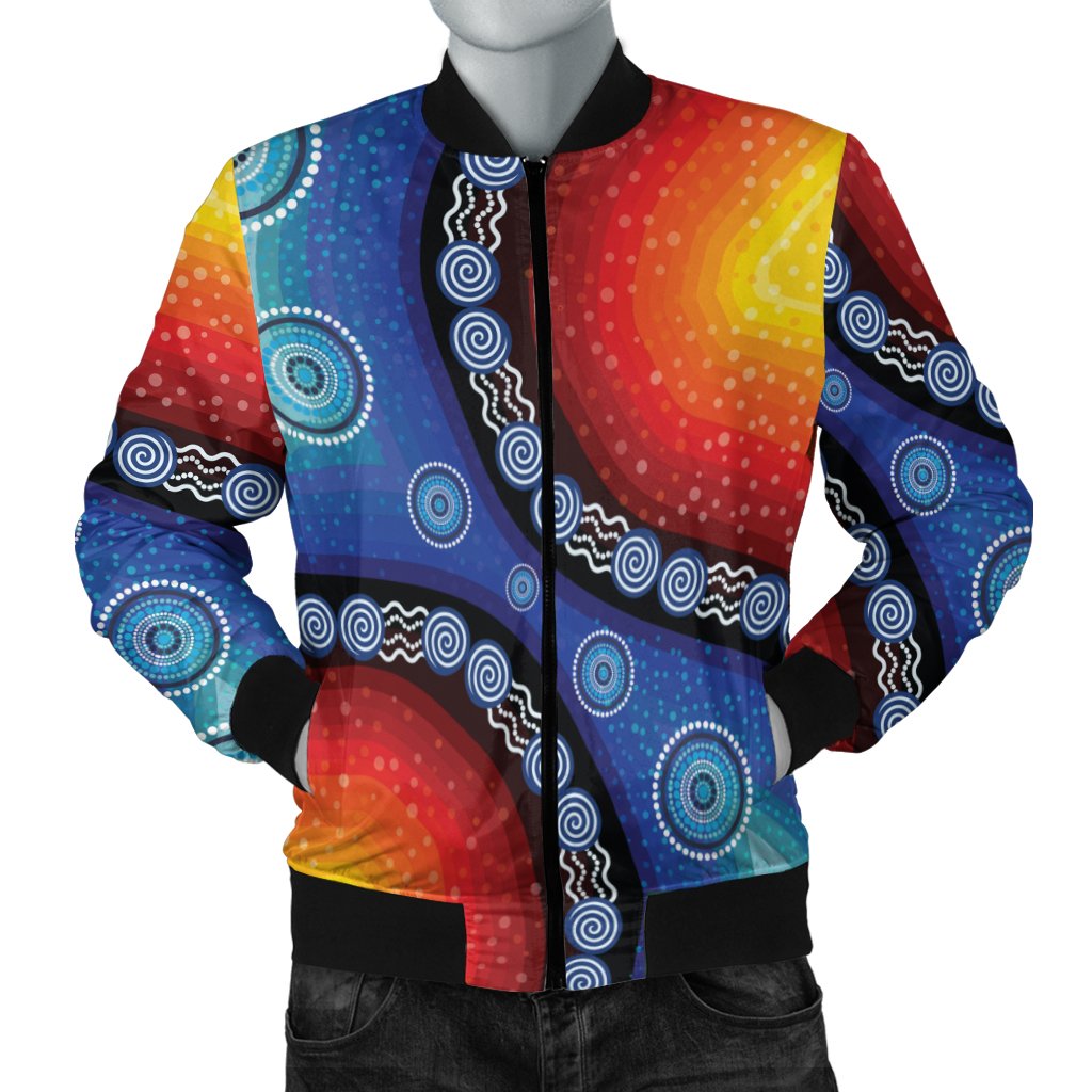 Bomber Jacket - Aboriginal Color Dot Painting - Vibe Hoodie Shop
