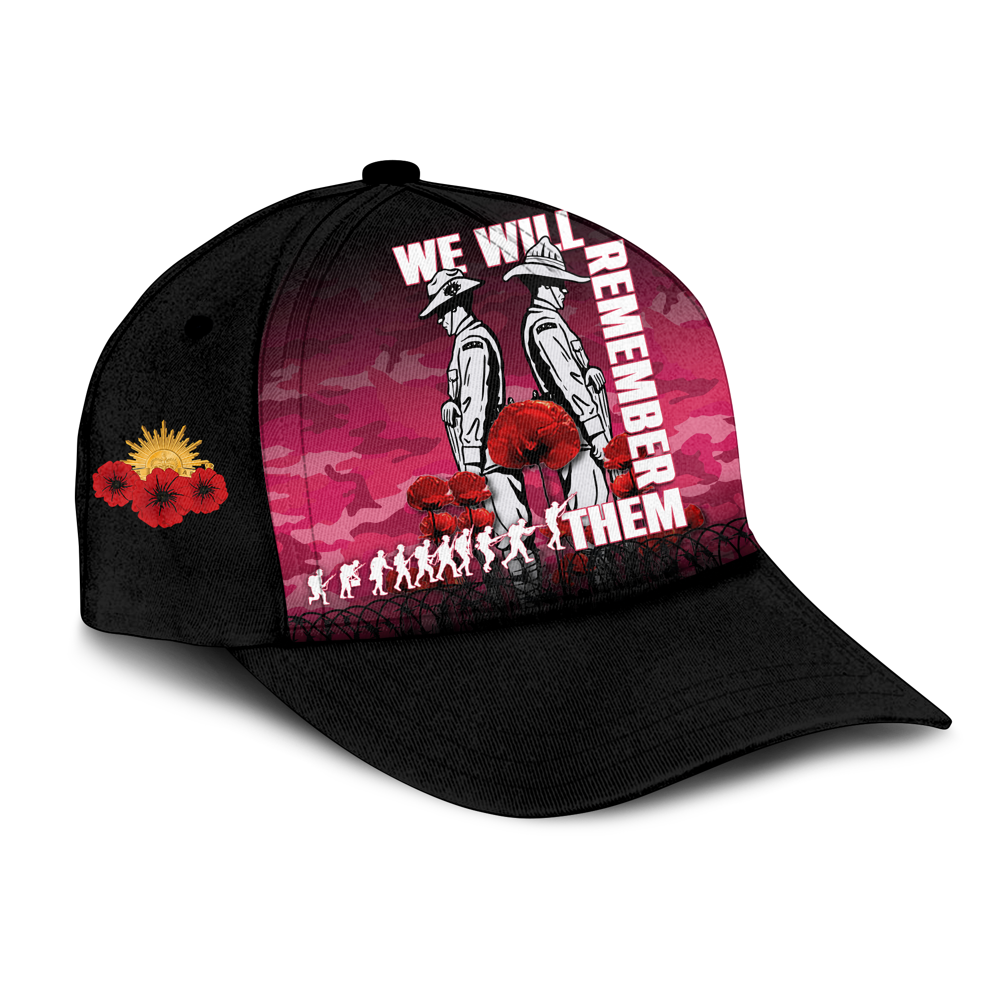 Australia ANZAC 2022 Caps Camouflage With Poppy Pink - - Vibe Hoodie Shop